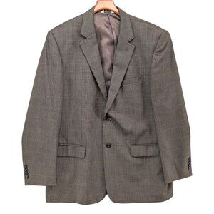 Pronto Uomo Houndstooth Wool Blazer Mens Brown 2 Button Sport Coat Jacket Sz 48L